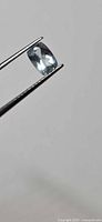 Aquamarine held in tweezers front view