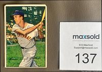 Front view of 1952 Bowman card showing player image and wear