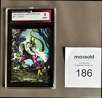 Front of slabbed 1992 Marvel Masterpieces Lizard card showing KSA grade 9 Mint