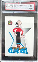 Front of KSA-slabbed 1994 Olive Oyl card showing grade label 9 Mint