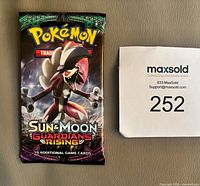 Front view of sealed Pokémon Sun & Moon Guardians Rising booster pack