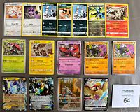 Group shot of 14 cards laid out on surface