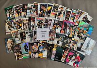 All 50 Mario Lemieux cards spread out face up