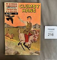 Front cover of Classics Illustrated Junior Clumsy Hans #566 showing art, 15¢ price