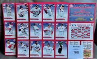 Fronts of all three uncut sheets showing 27 player cards plus 2005 schedule insert