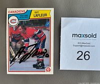 Front of autographed Guy Lafleur 1982-83 OPC card