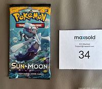 Front of sealed 2017 Pokémon Sun & Moon booster pack