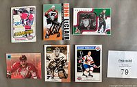 Six autographed cards including Bob Gainey, Flyers player, Sergei Fedorov, John LeClair, Curtis Joseph and Gilbert Perreault