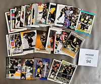 All 50 cards spread out in several stacks and rows