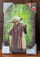 Front view of Yoda canvas with protective corners and Star Wars logo visible