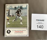Front of sample card showing Jordan Case #8 Ottawa Rough Riders quarterback