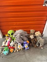 Group view of all 19 plush toys