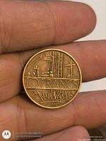 Reverse side showing 10 FRANCS and industrial/agricultural imagery