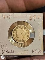 Obverse showing Liberty head and date 1905 in 2x2 flip