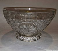 Side view showing footed bowl profile and pattern details