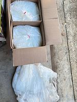 Two plastic-bagged wax blocks inside open cardboard box