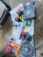 Entire lot laid out on folding table