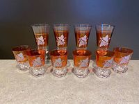 Complete set of 10 Lubiana ruby flash glasses