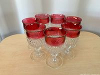 Front angled view showing all seven goblets