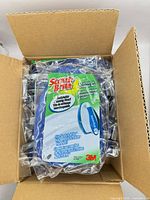 Box containing multiple sealed Scotch-Brite no-scratch scrubber refills