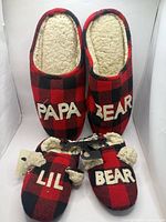 Both pairs front view showing text and lining