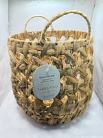 Full view of basket with tag visible
