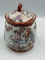 Kutani porcelain ginger jar with lid, front view