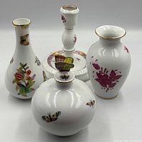 Group shot showing all four Herend porcelain pieces