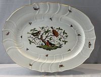 Front view of Herend Rothschild Bird oval platter