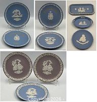 Collage image showing close-ups of various plates and trays