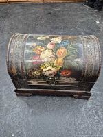 Front and top view of floral domed trunk