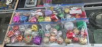 Multiple ziplock bags containing assorted vintage ornaments