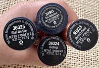 Bottom labels showing all four shade names and net weight