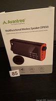 Front of sealed retail box displaying Avantree SP850 speaker image and features