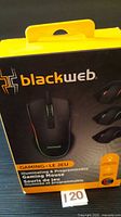 Front of unopened retail box showing Blackweb illuminating & programmable gaming mouse image
