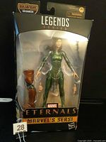 Front view of sealed Marvel Legends Eternals Sersi box showing figure and BAF part