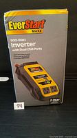 Front of sealed EverStart Maxx inverter box showing product image and features