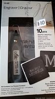 Front of sealed Plaid engraver kit showing tool and 10 pcs label