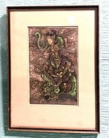 Framed Balinese watercolour full view
