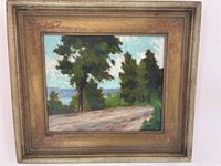 Front view of framed painting showing entire artwork and frame