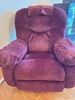 Front view of burgundy microfiber La-Z-Boy power massage recliner