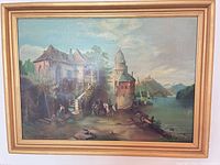 Full view of framed oil painting