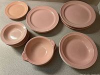 All Lu-Ray pastel pink dishes laid out