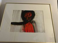 Full view of framed painting showing composition, mat and frame