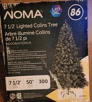 Box showing Noma 7.5' Lighted Collins Tree specifications