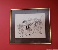 Framed caricature print showing three figures from Some Like It Hot