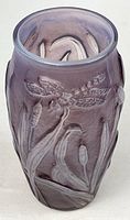 Full view of purple Dragonfly & Cattail vase