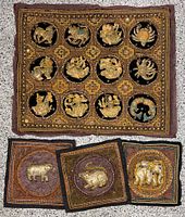 group view of four beadwork panels