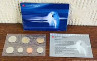 Outer envelope with polar bear image, sealed coin pack, info card