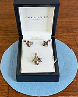 Earrings and pendant in Krementz box
